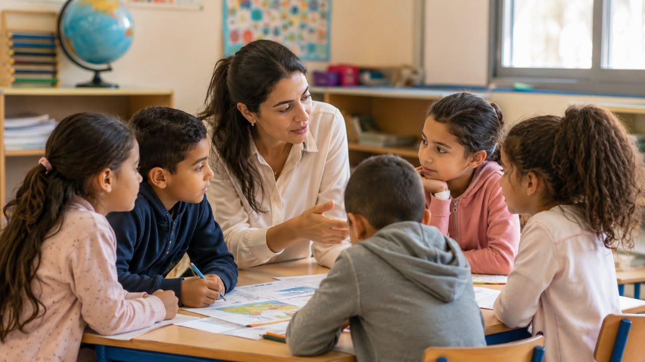 Enfants au primaire vivant la coéducation dans une ambiance bienveillante